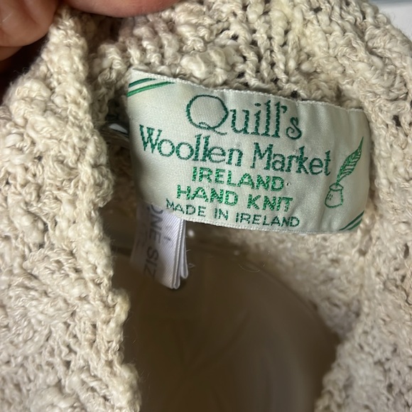 Quills Woolen Market Ireland hand diamond knit oatmeal colored fisherman… - Picture 10 of 13